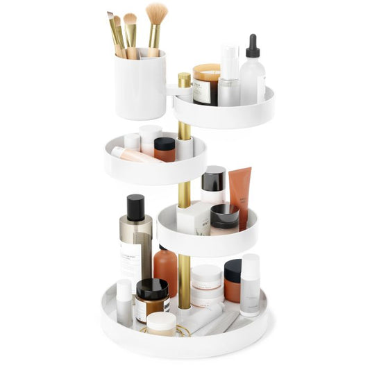 umbra pirouette organizer - white & brass