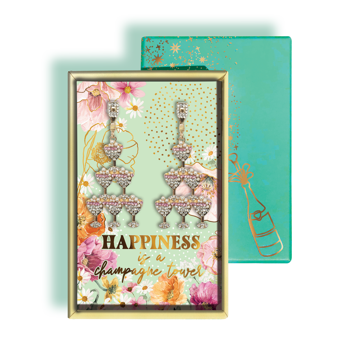 earring by lisa pollock- happiness champagne tower