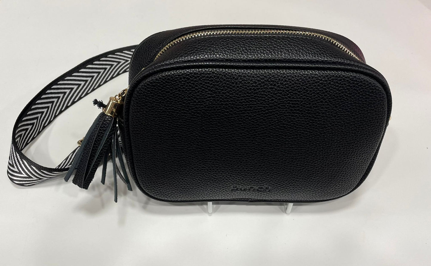 premium vegan leather crossbody bag - black