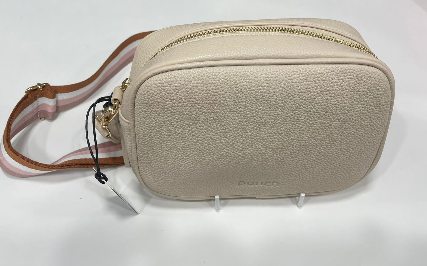 premium vegan leather crossbody bag - nude