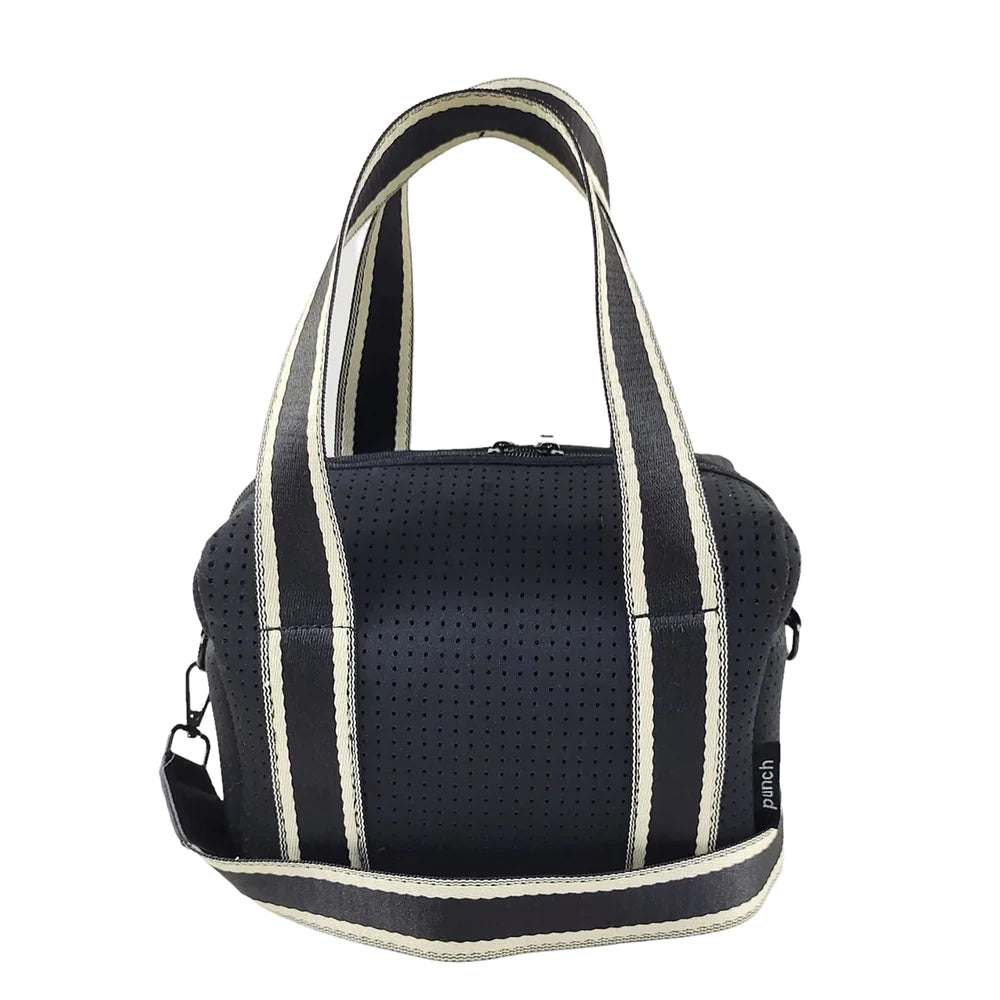 neoprene barrel cross body bag - black