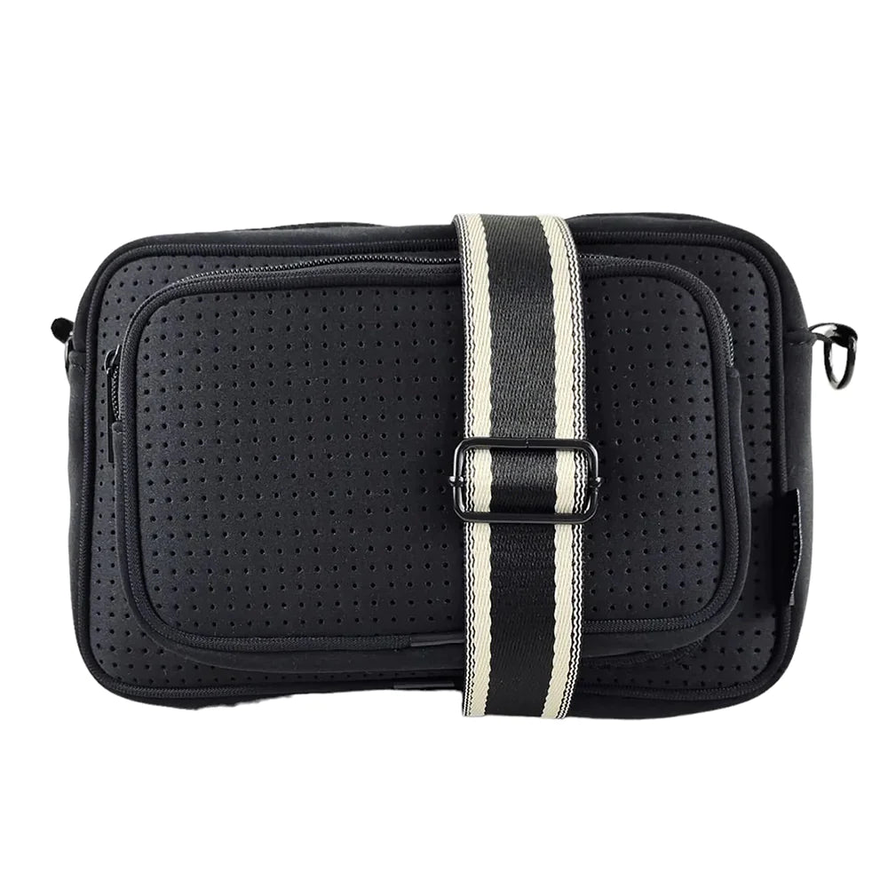 neoprene metro cross body bag - black
