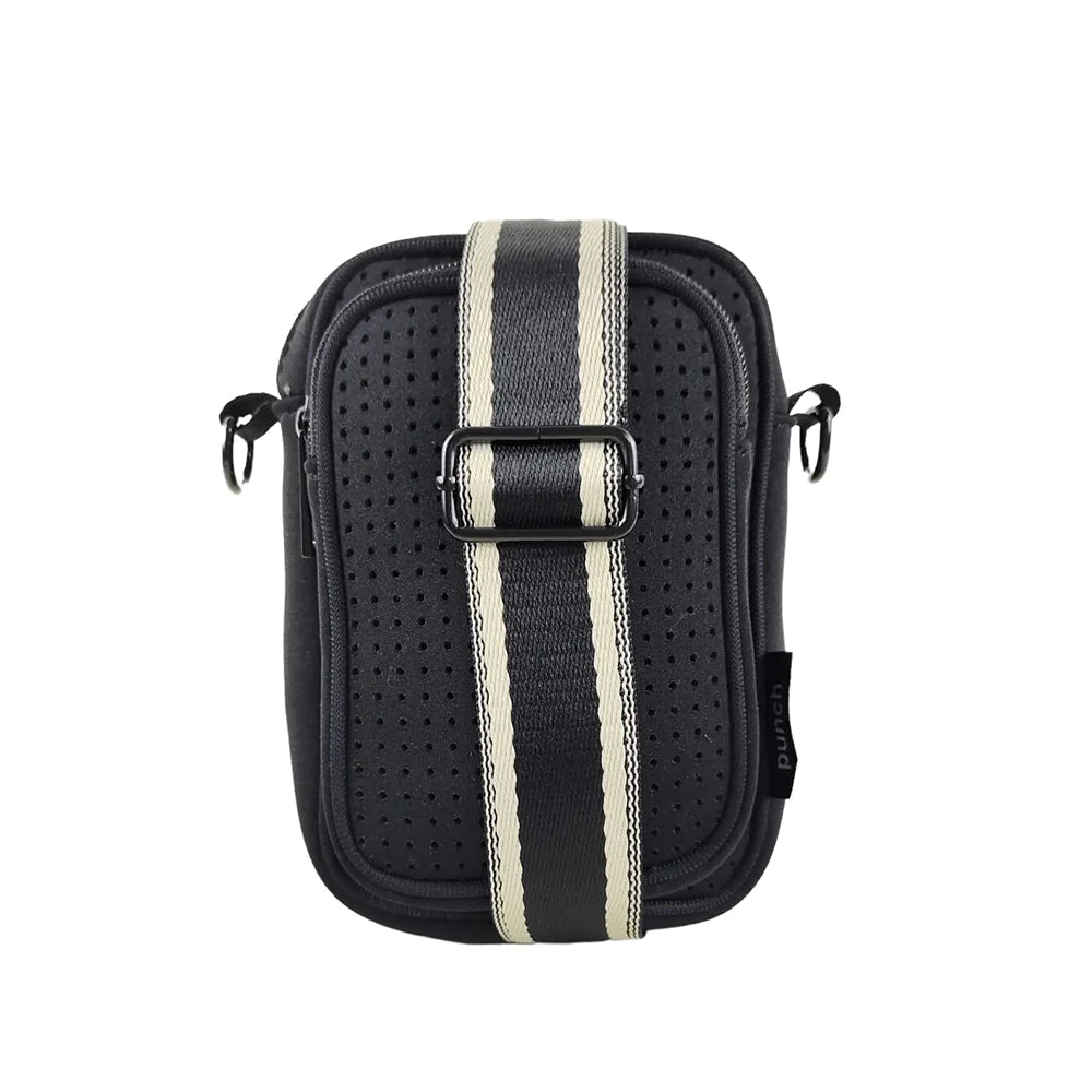 neoprene stroll cross body bag - black