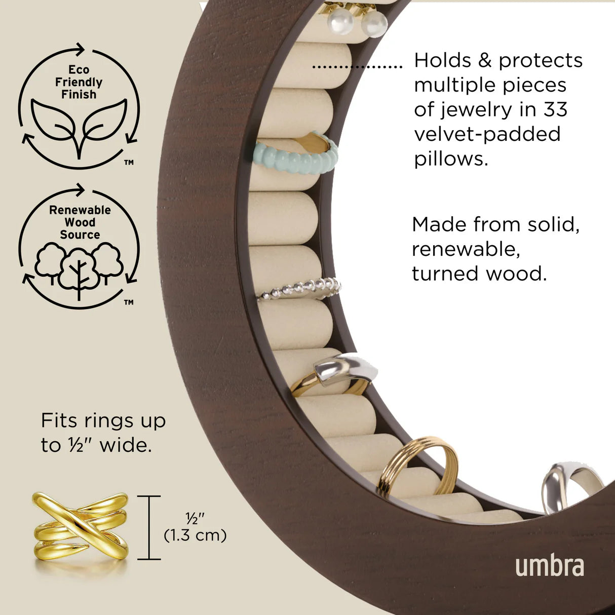 umbra ferris jewellery organiser walnut