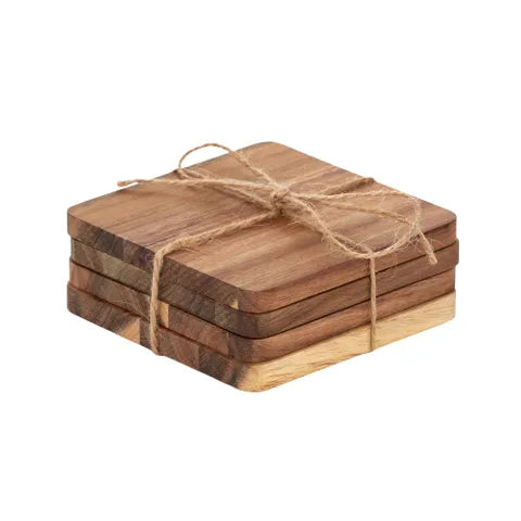 axel s/4 acacia wood sq coasters 10cm