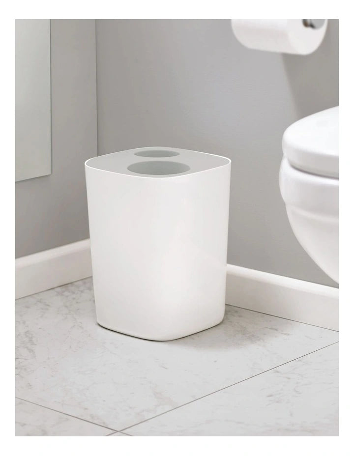 joseph joseph split bathroom waste seperation bin grey /white