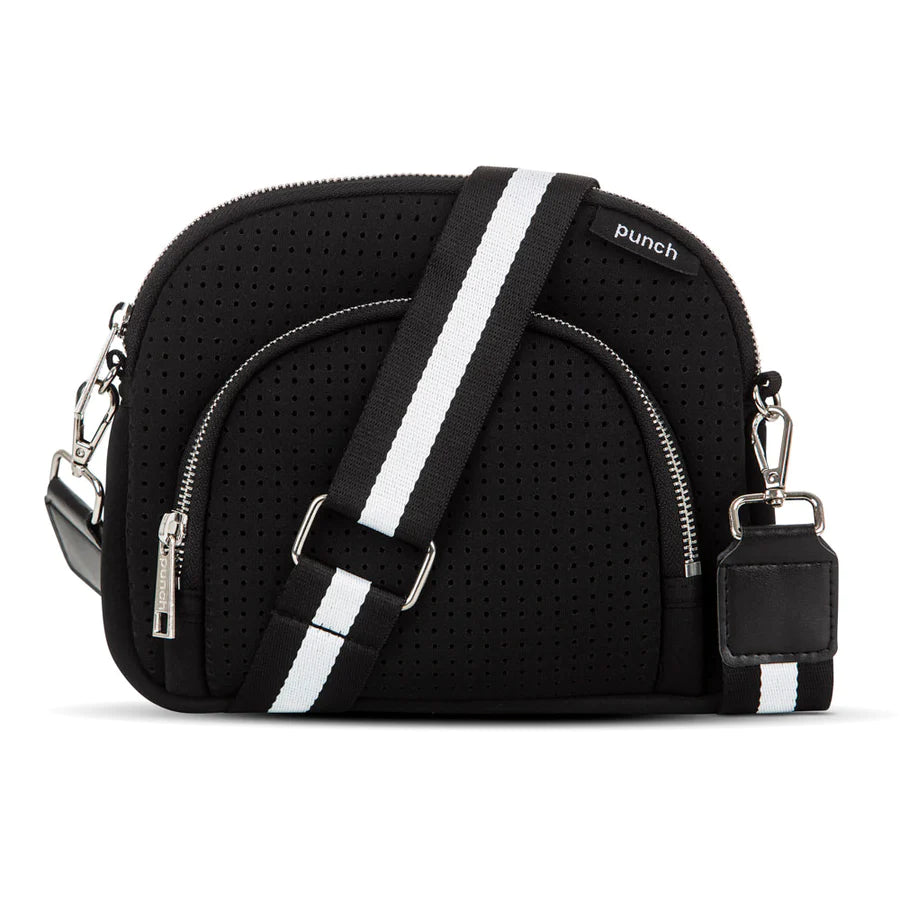 neoprene moon crossbody bag - black