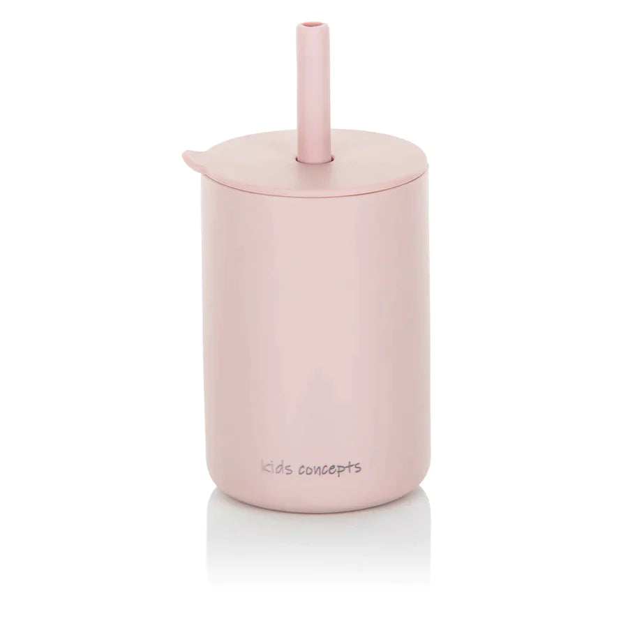kids concepts silicon sippy cup - dusty pink
