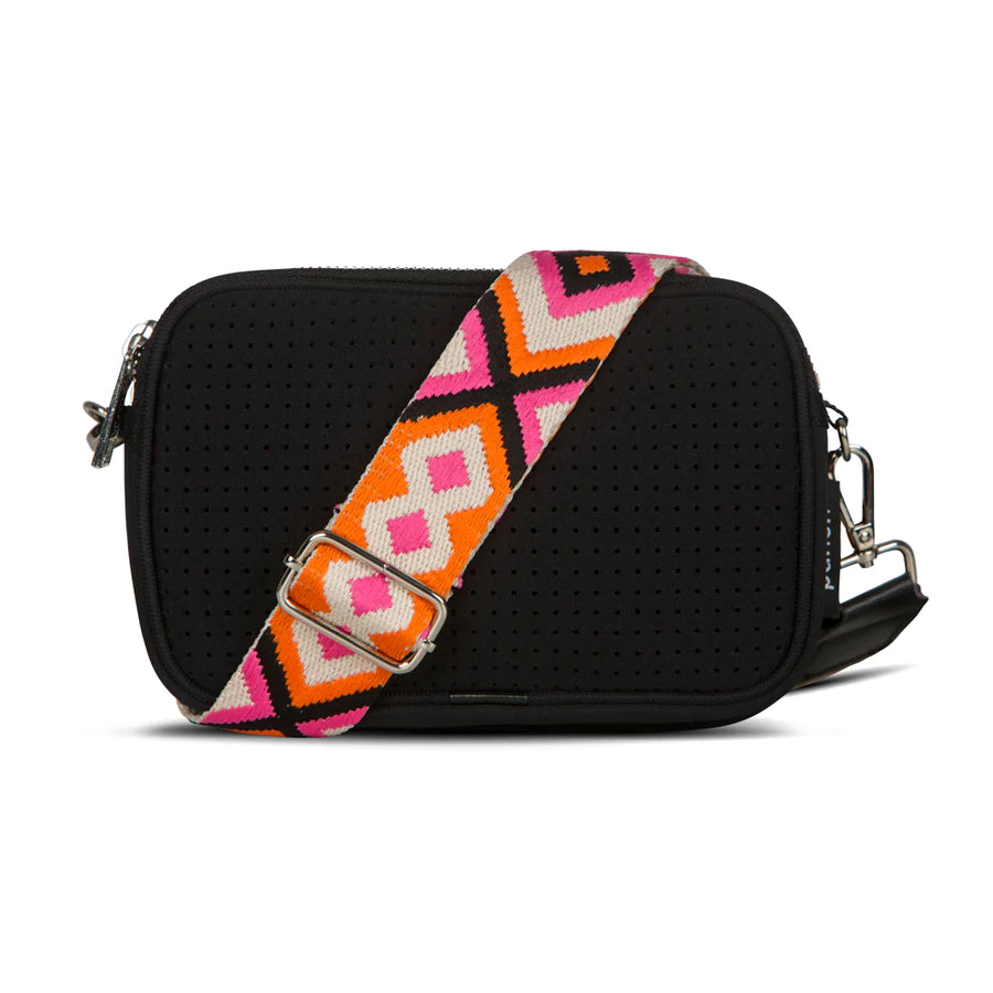 neoprene double zip body bag - black with orange strap