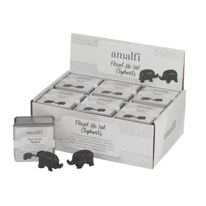 amalfi forget me not elephants set/2 rustic brown 4x7cm