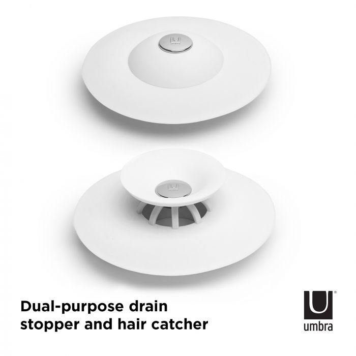 umbra flex drain plug and hair catcher - white