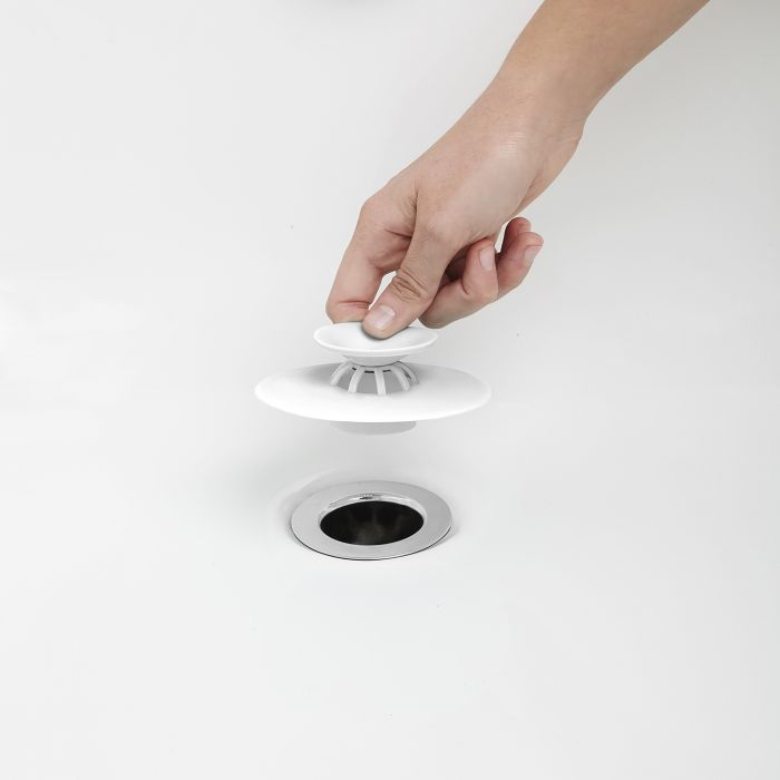 umbra flex drain plug and hair catcher - white