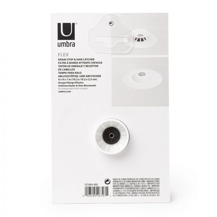 umbra flex drain plug and hair catcher - white