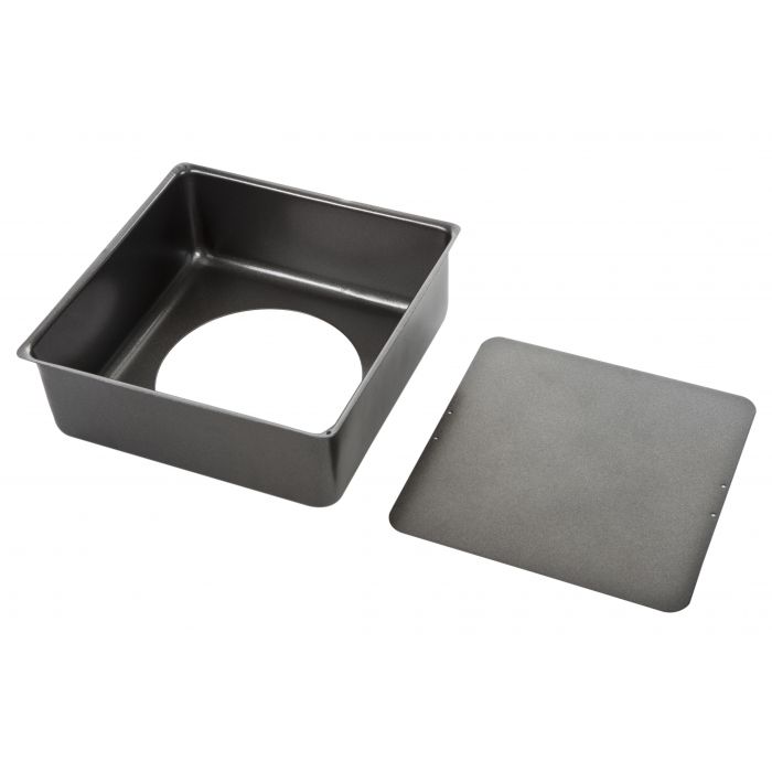 masterpro n/s loose base square deep cake pan black