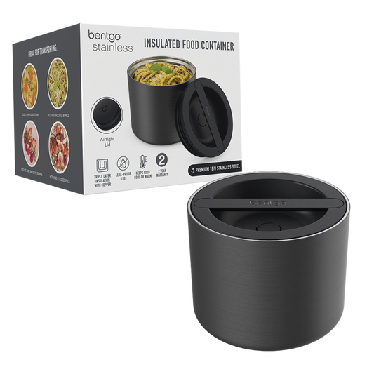bentgo stainless steel insulated food container 560ml - black