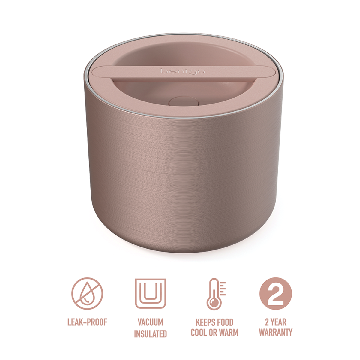 bentgo stainless steel insulated food container 560ml - rose gold