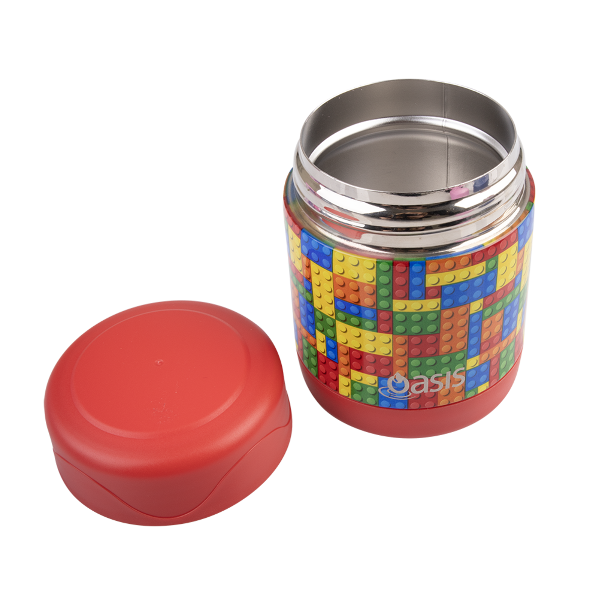 oasis stainless steel double wall insulated kids food flask 300ml - bricks