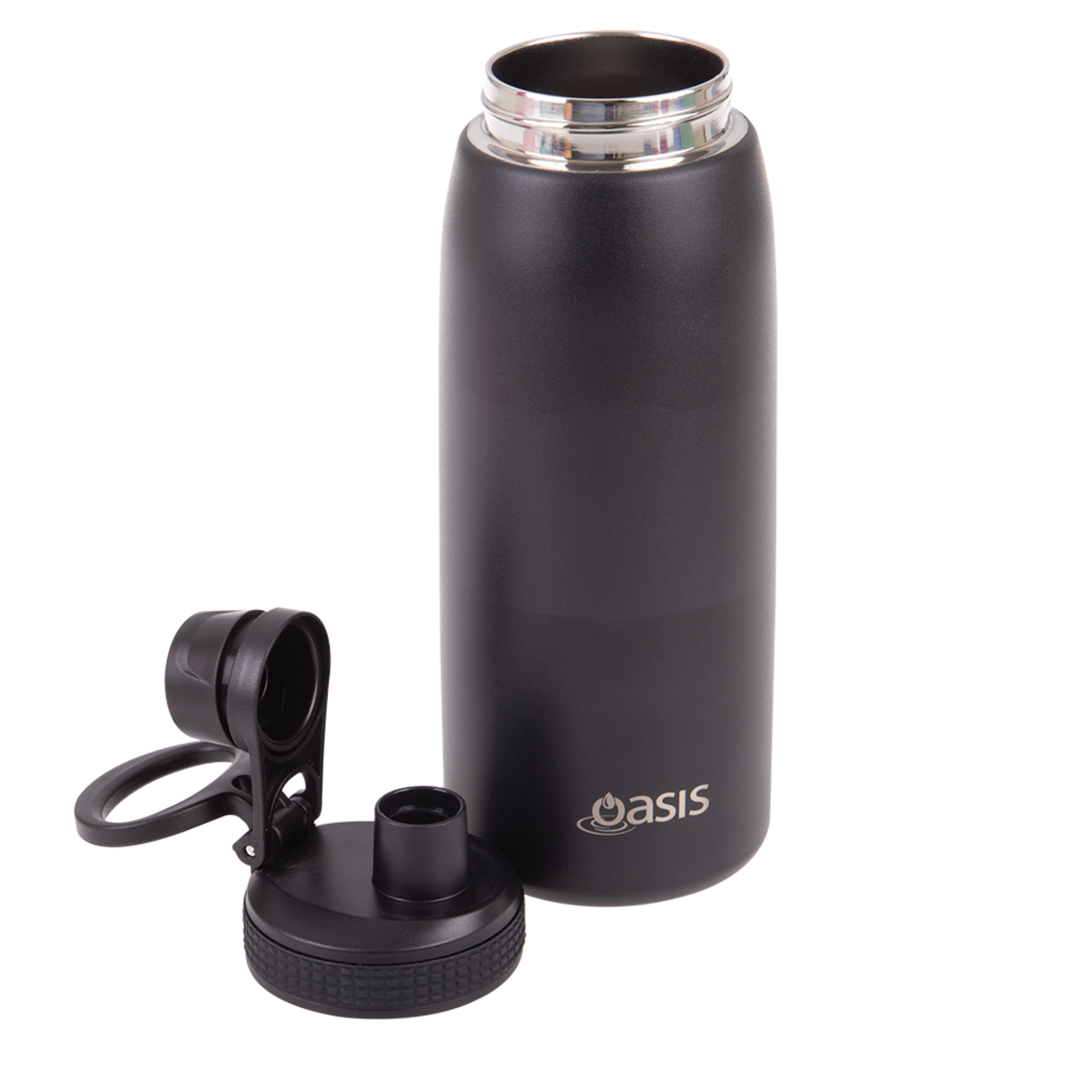oasis stainless steel double wall insulated sports bottle w/ screw cap 780ml - black