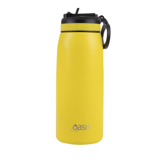oasis stainless steel double wall insulated sports bottle 780ml - neon yellow