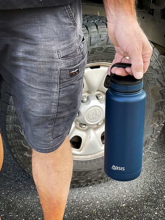 oasis stainless steel double wall insulated "titan" bottle 1.2l - navy