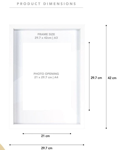 a3 mat to a4 shadow box wooden photo frame - white