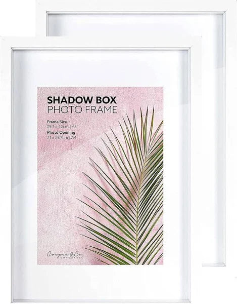 a3 mat to a4 shadow box wooden photo frame - white