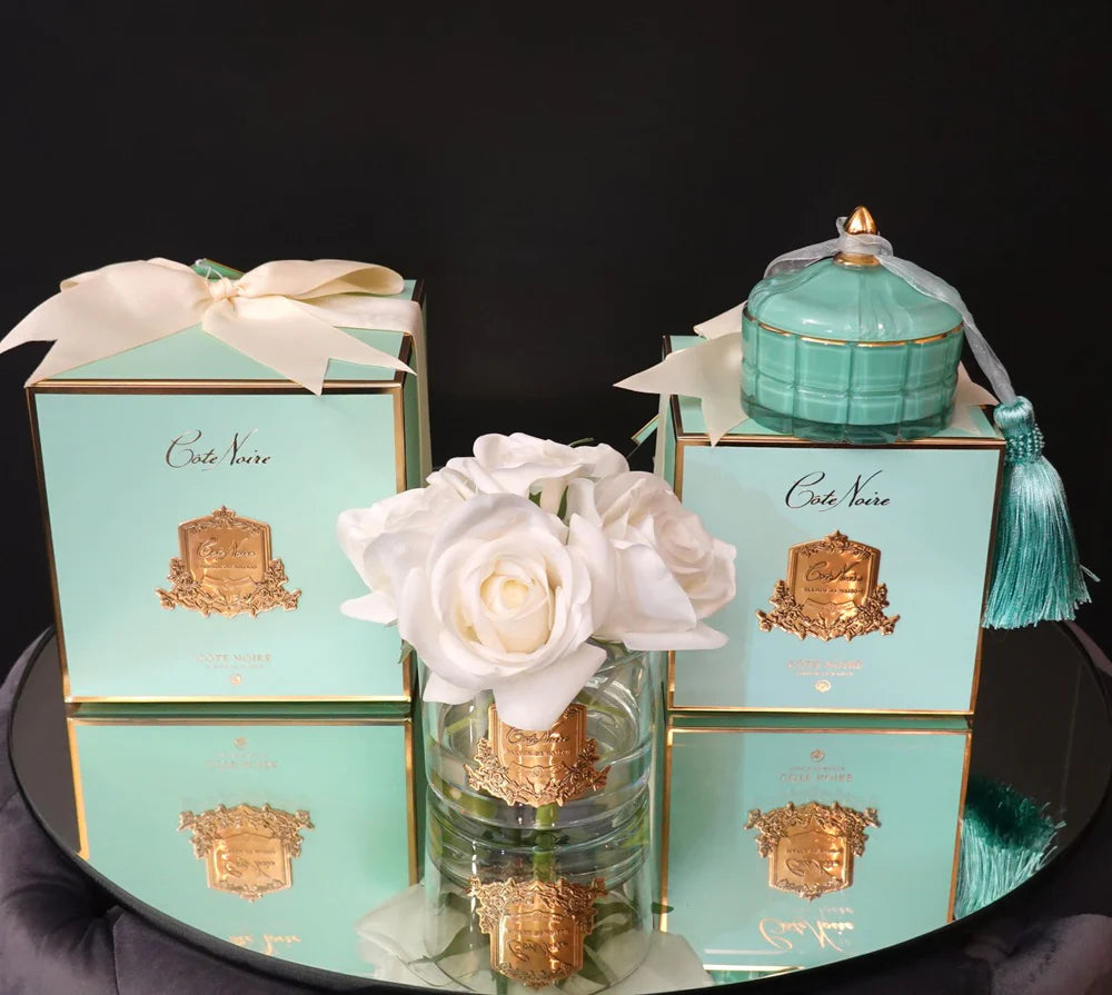 cote noire - art deco candle - tiffany blue & gold - persian lime - GML45001