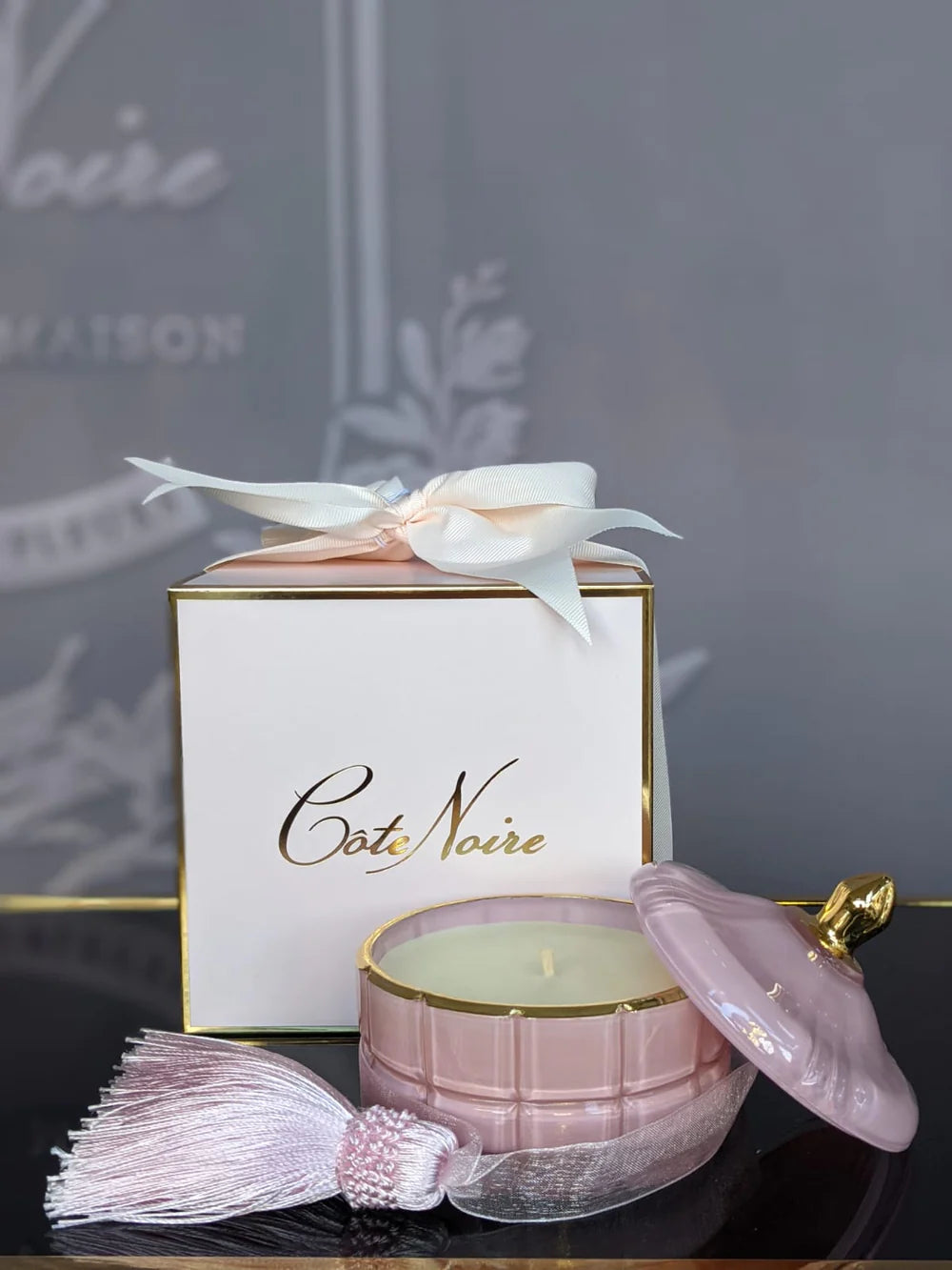 cote noire - art deco candle - pink & gold - pink champagne - GML45002