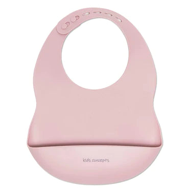 kids concepts soft silicone bib - dusty pink