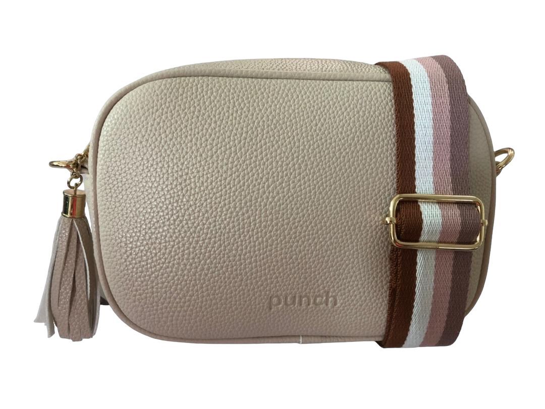 premium vegan leather crossbody bag - nude