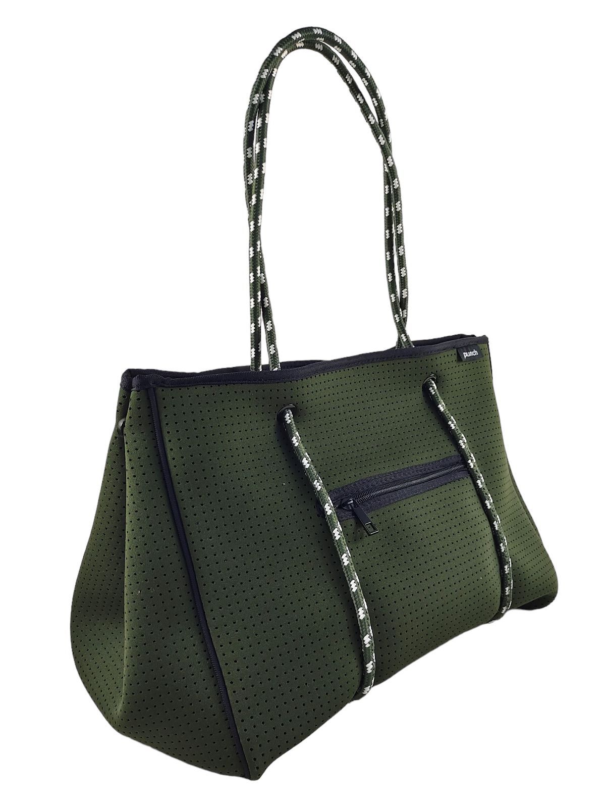 neoprene urban zip tote bag - olive