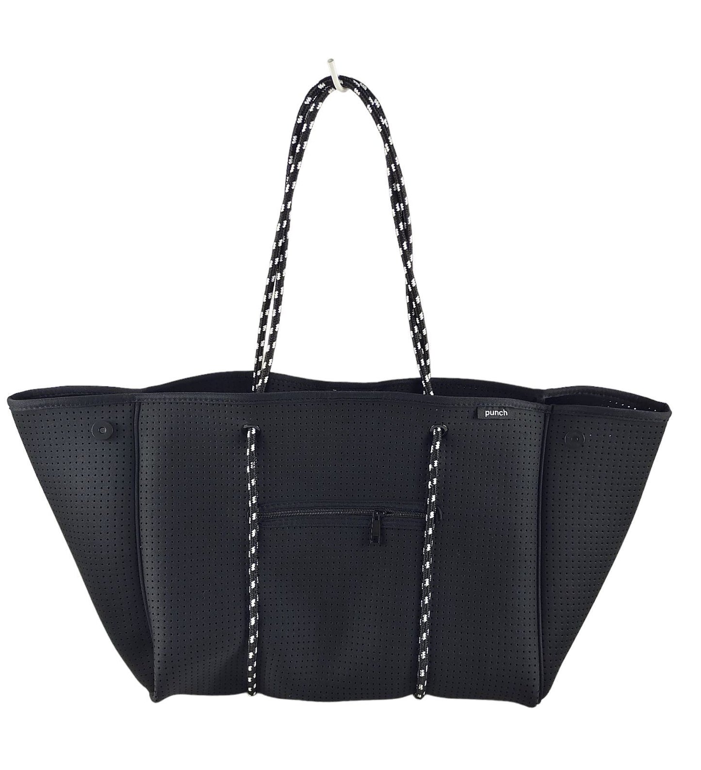 neoprene urban zip tote bag - black