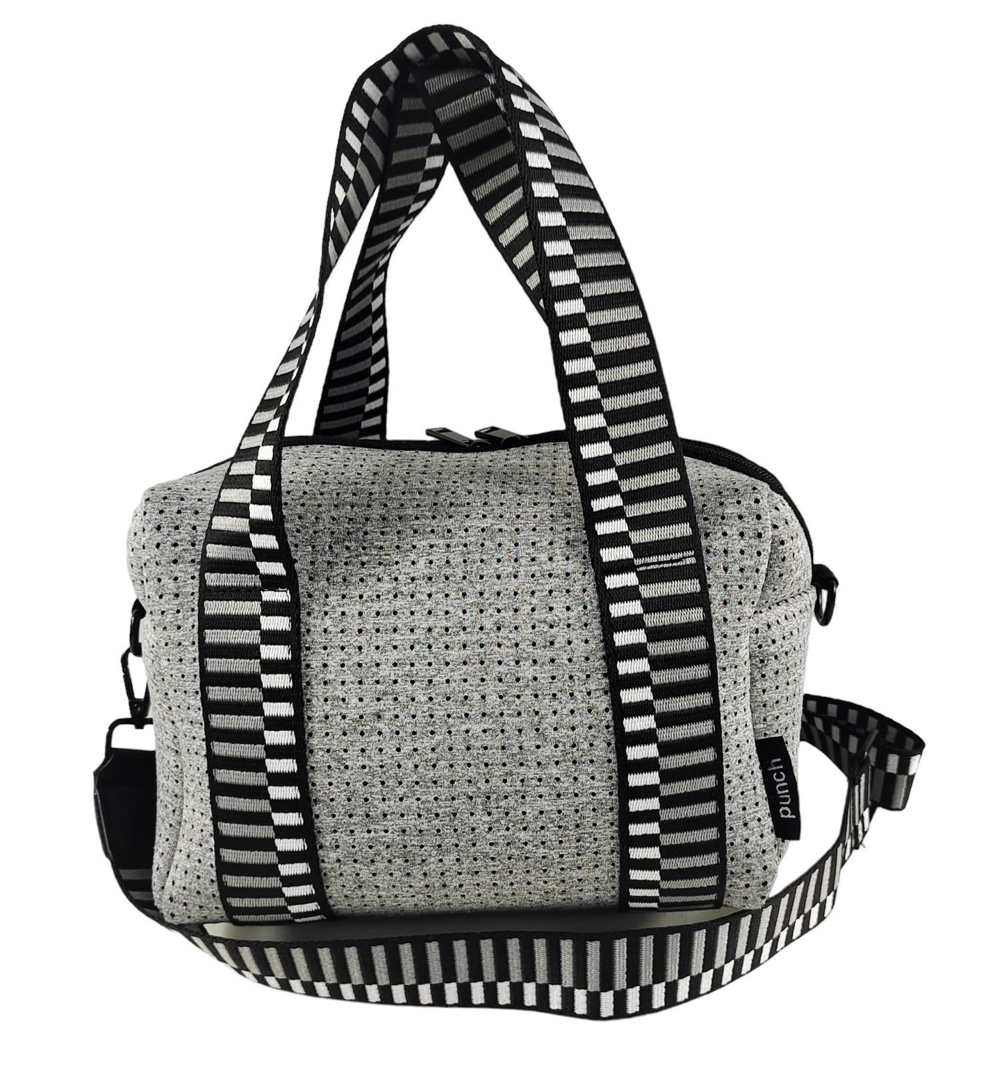 neoprene barrel cross body bag - melange grey