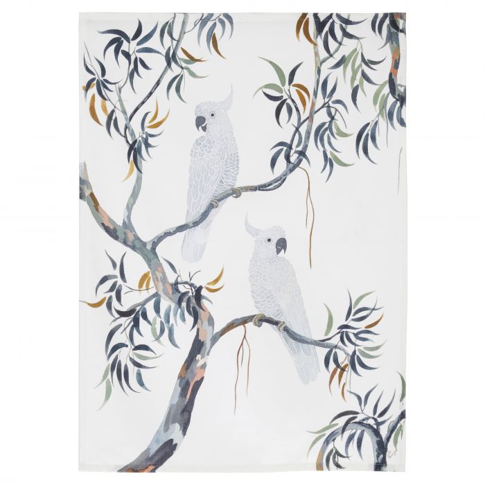 the australian collection tea towel white cockatoo