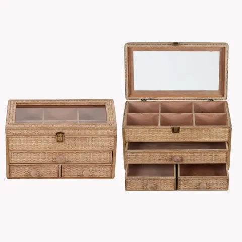 rayna rattan jewellery box - natural