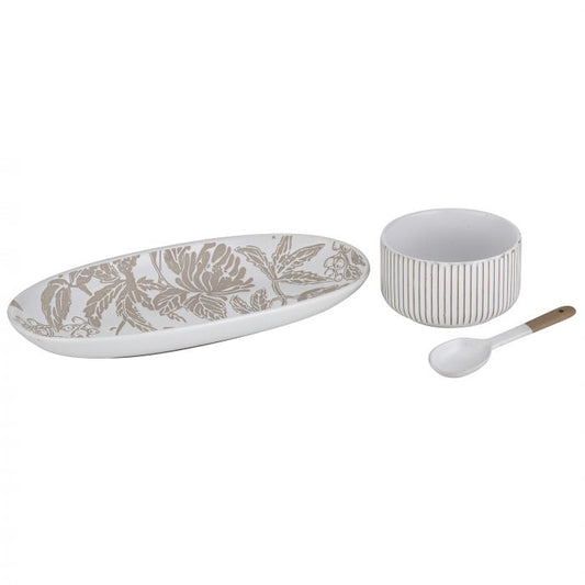 amalfi mylora oval platter set 3pce with bowl and spoon white platter