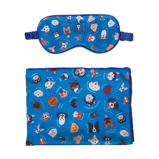 the dog collective satin sleep set - blue