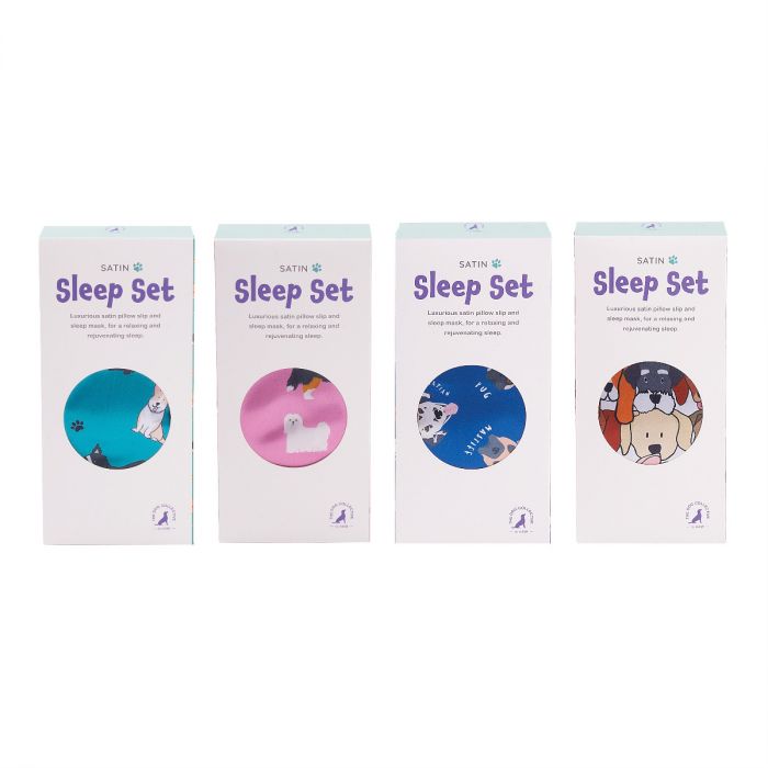 the dog collective satin sleep set - blue