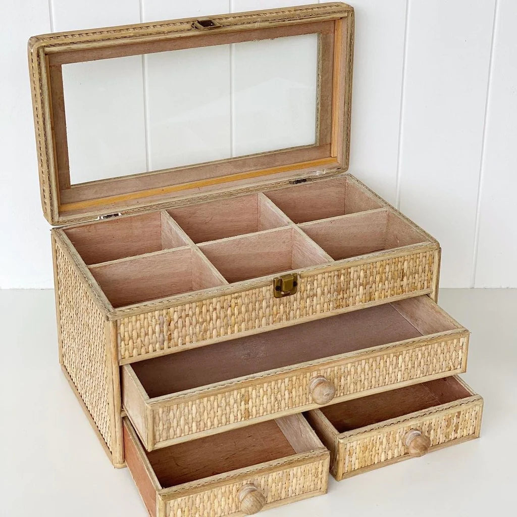 rayna rattan jewellery box - natural