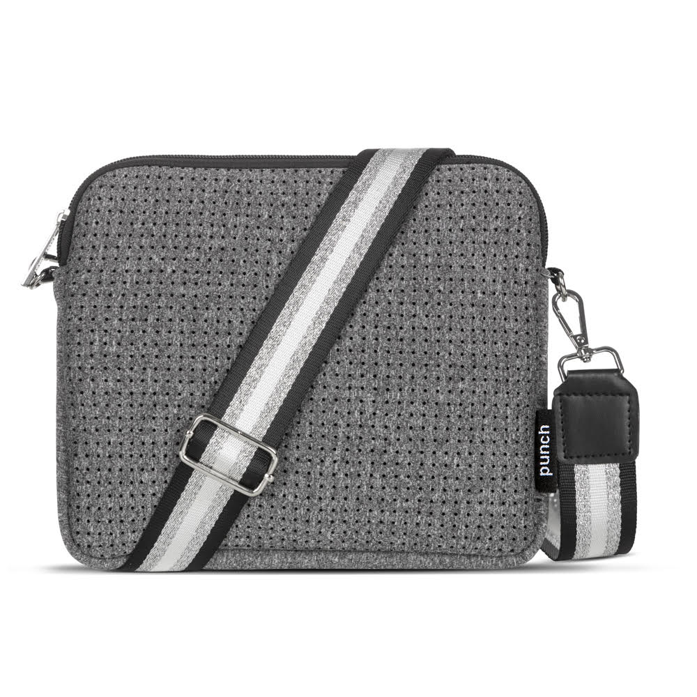 neoprene flat crossbody bag - mélange grey