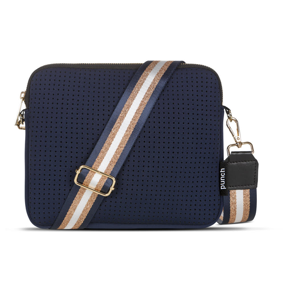 neoprene flat crossbody bag - navy