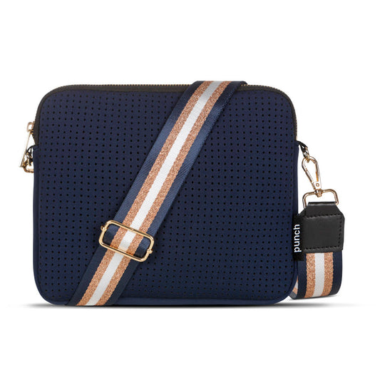 neoprene flat crossbody bag - navy