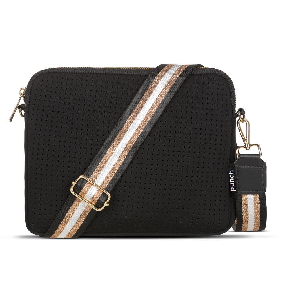 neoprene flat crossbody bag - black