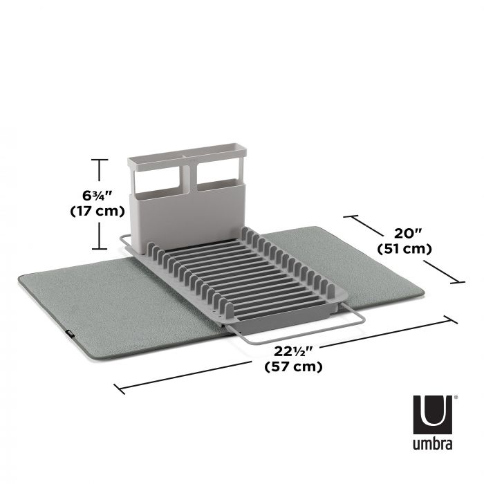 umbra udry over the sink dish rack & drying mat charcoal 51x57x17cm