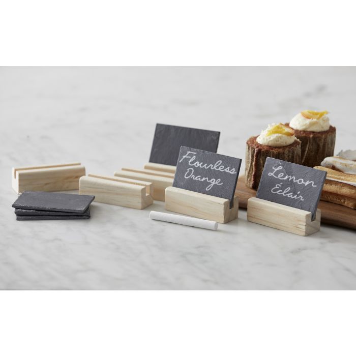 davis & waddell slate and wood name card set/7 grey/natural/white 8x7x2.5cm