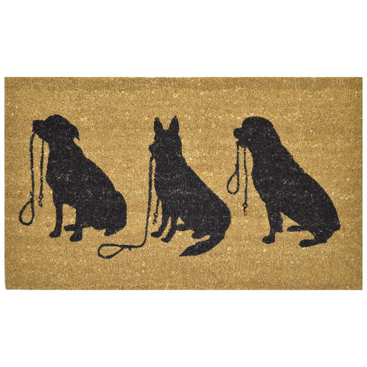 waiting dogs coir doormat 75x45cm