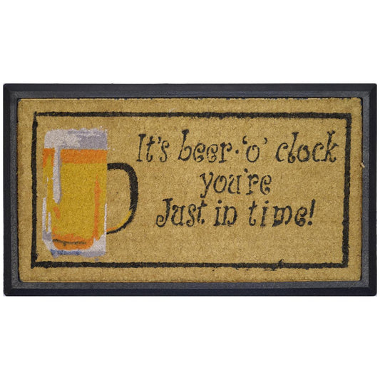beer o clock rubber & coir doormat 70 x 40cm