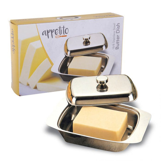 appetito stainless steel butter dish w/ cover