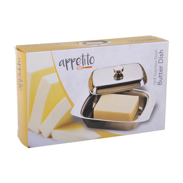 appetito stainless steel butter dish w/ cover