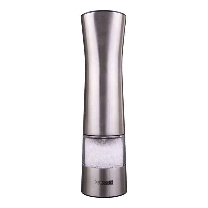 prospice "apollo" stainless steel battery operated salt & pepper mill set 21.5cm